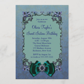Invitaciones a la fiesta de Sweet Sixteen púrpura