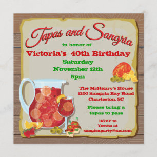 Invitaciones a la fiesta de Tapas y Sangría