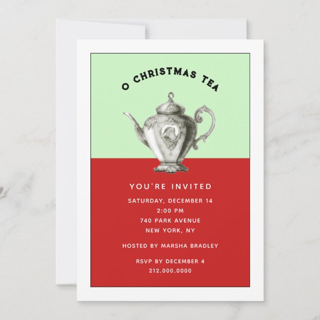 Invitaciones a la fiesta de té de Navidad (Anverso)