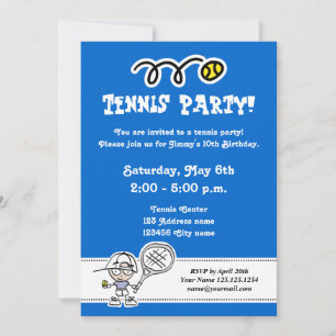 Invitaciones a la fiesta de tenis para el cumpleañ