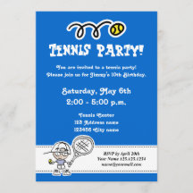 Invitaciones a la fiesta de tenis para el cumpleañ