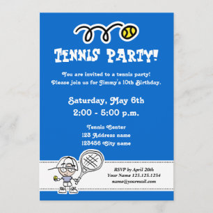 Invitaciones a la fiesta de tenis para el cumpleañ
