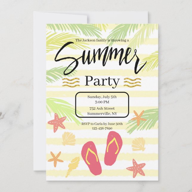 Invitaciones a la Fiesta de Verano (Anverso)