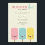 Invitaciones a la fiesta de verano del trío de hie<br><div class="desc">Diversas y lindas invitaciones a la fiesta de verano kawaii. El diseño cuenta con 3 helados con sonrisas felices. Ideal para fiestas al aire libre y fiestas de cumpleaños de verano. Ideal para los niños. Personalice la información con su propio fiesta. Tarjetas planas, sobres incluidos. Derechos reservados © Lisa Marie...</div>