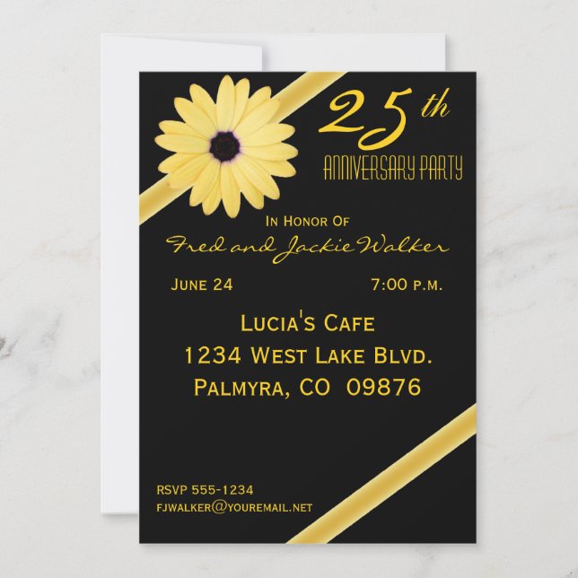Invitaciones a la Fiesta del 25 Aniversario (Anverso)