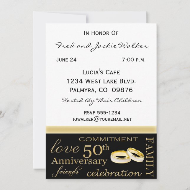 Invitaciones a la Fiesta del 50° Aniversario (Anverso)