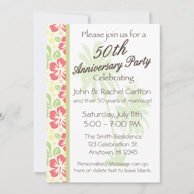 Invitaciones a la Fiesta del 50° Aniversario de Lu (Anverso)