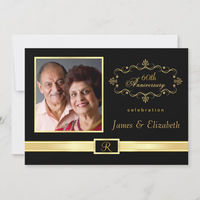 Invitaciones a la fiesta del 60° aniversario - con (Anverso)