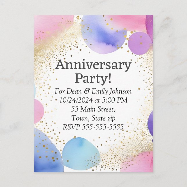 Invitaciones a la fiesta del aniversario (Anverso)