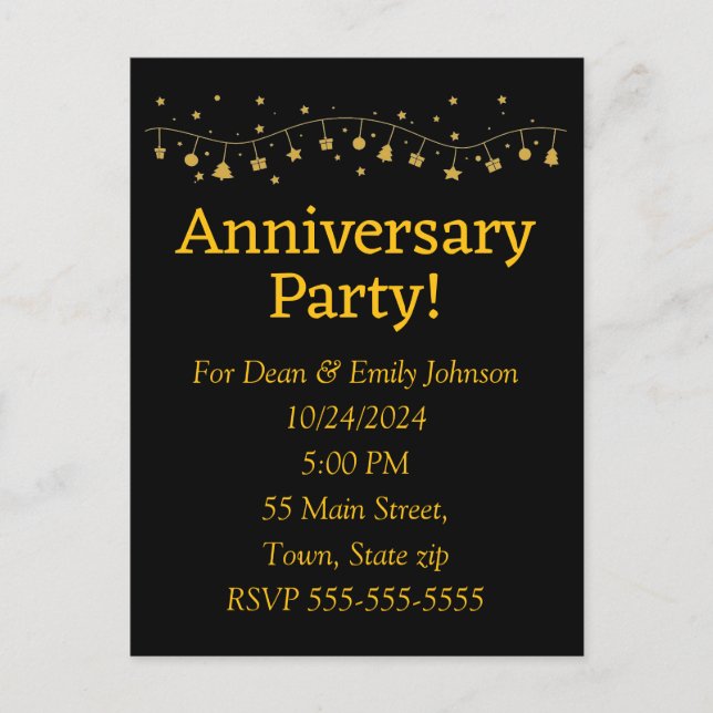 Invitaciones a la fiesta del aniversario (Anverso)