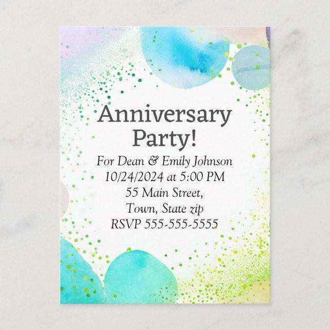 Invitaciones a la fiesta del aniversario (Anverso)