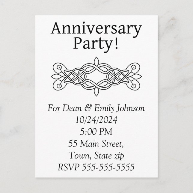 Invitaciones a la fiesta del aniversario (Anverso)