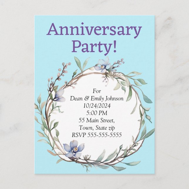 Invitaciones a la fiesta del aniversario (Anverso)