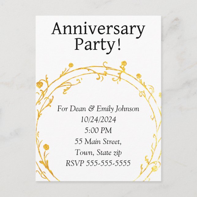 Invitaciones a la fiesta del aniversario (Anverso)