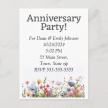 Invitaciones a la fiesta del aniversario