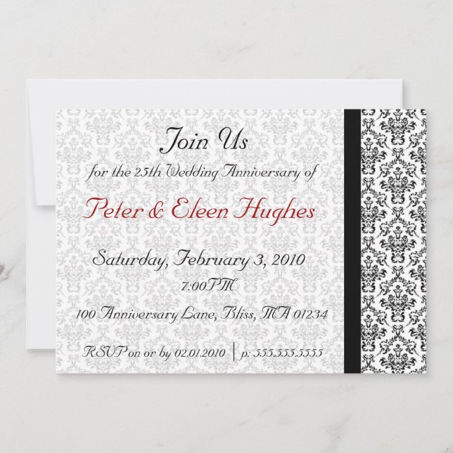 Invitaciones a la Fiesta del Aniversario del Boda  (Anverso)