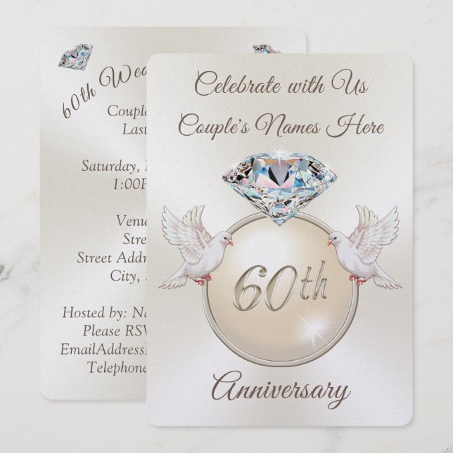 Invitaciones a la fiesta del aniversario del Boda  (Anverso / Reverso)