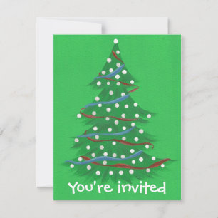 Invitaciones a la fiesta del Árbol de Navidad azul