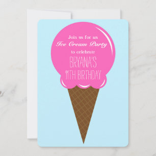 Invitaciones a la fiesta del cono de helado de fre