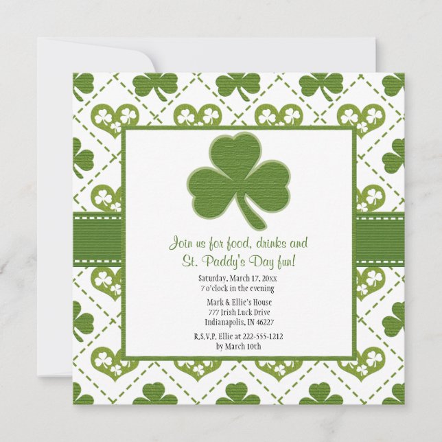 Invitaciones a la fiesta del Día de San Patricio (Anverso)