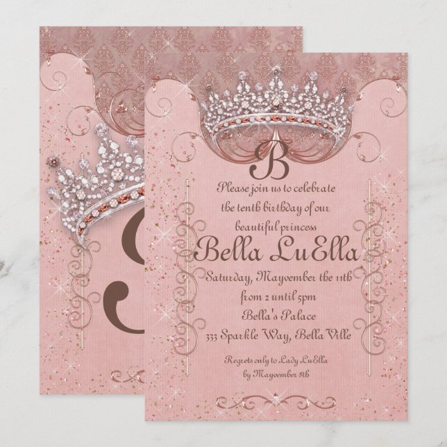 Invitaciones a la fiesta del diamante Princess Bli (Anverso / Reverso)