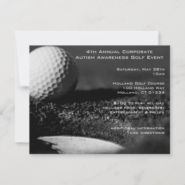 Invitaciones a la fiesta del evento de golf (Anverso)