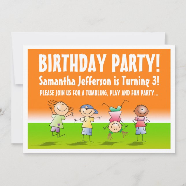 Invitaciones a la fiesta del Gimnasio naranja y Tu (Anverso)