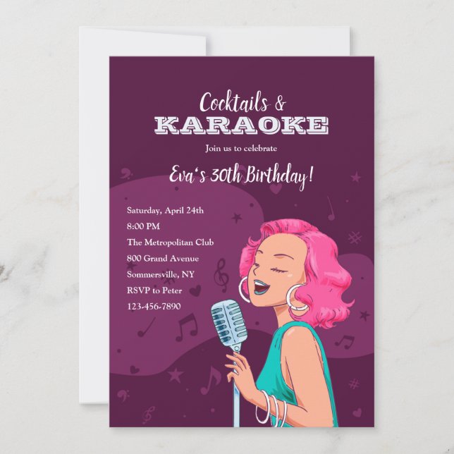 Invitaciones a la fiesta del karaoke (Anverso)