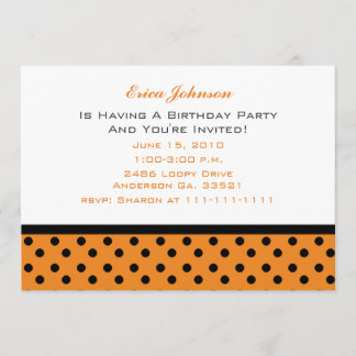 Invitaciones a la fiesta del punto de polka negro 
