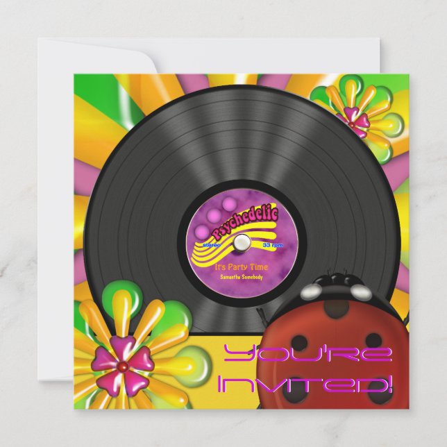 Invitaciones a la fiesta del registro del vinilo p (Anverso)