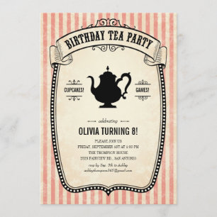 Invitaciones a la fiesta del té de cumpleaños