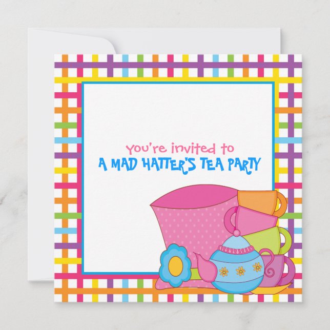 Invitaciones a la fiesta del té de Mad Hatter (Anverso)