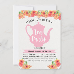 Invitaciones a la fiesta del té para niñas