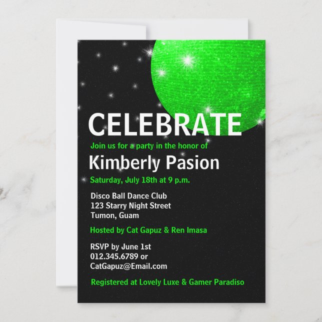 Invitaciones a la fiesta Disco Ball (Anverso)