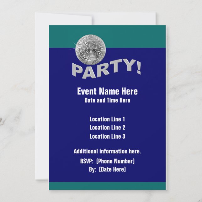 Invitaciones a la fiesta Disco Ball (Anverso)