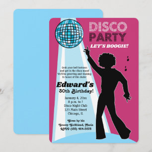 Invitaciones a la fiesta disco de cumpleaños para