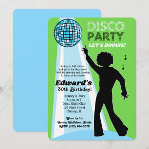 Invitaciones a la fiesta disco de cumpleaños para 