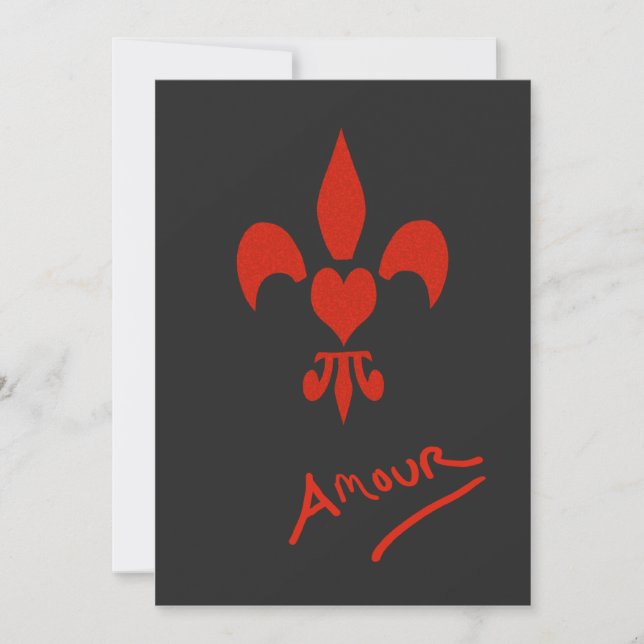 Invitaciones a la fiesta Fleur de Lis Heart Amour (Anverso)