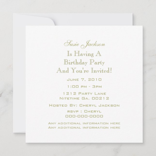 Invitaciones a la Fiesta Gold Star (Anverso)