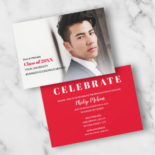 Invitaciones a la fiesta moderna de graduación de