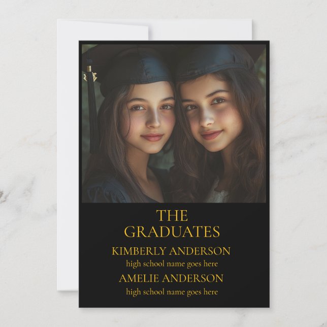 Invitaciones a la fiesta moderna de graduación neg (Anverso)