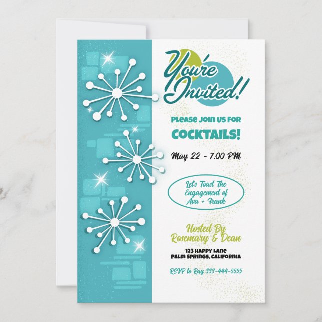 Invitaciones a la fiesta moderna de Sputniks de me (Anverso)