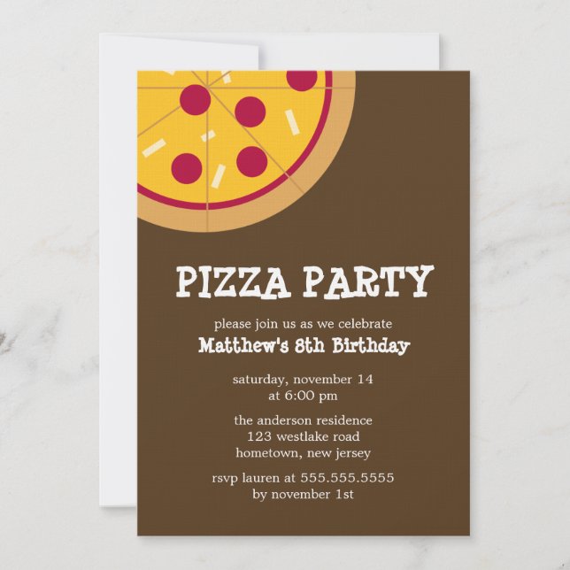 Invitaciones a la Fiesta Pizza (Anverso)