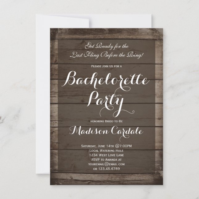 Invitaciones a la Fiesta Rustica de Bachelorette d (Anverso)