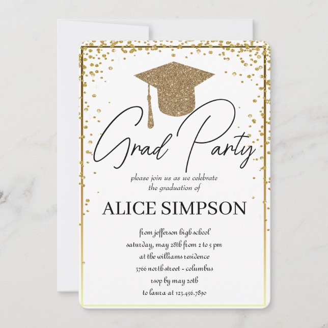 Invitaciones a la fiesta simple de graduación de o (Anverso)