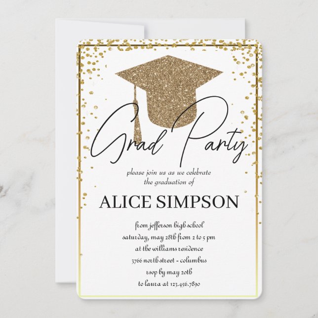 Invitaciones a la fiesta simple de graduación de o (Anverso)