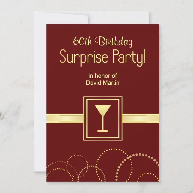 Invitaciones a la fiesta sorpresa de cumpleaños nú (Anverso)