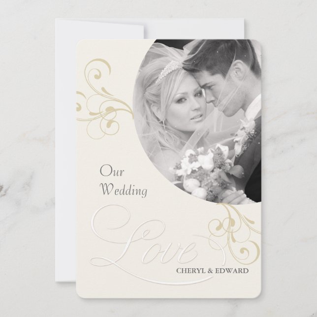 Invitaciones a la foto boda - Elegante marfil vint (Anverso)