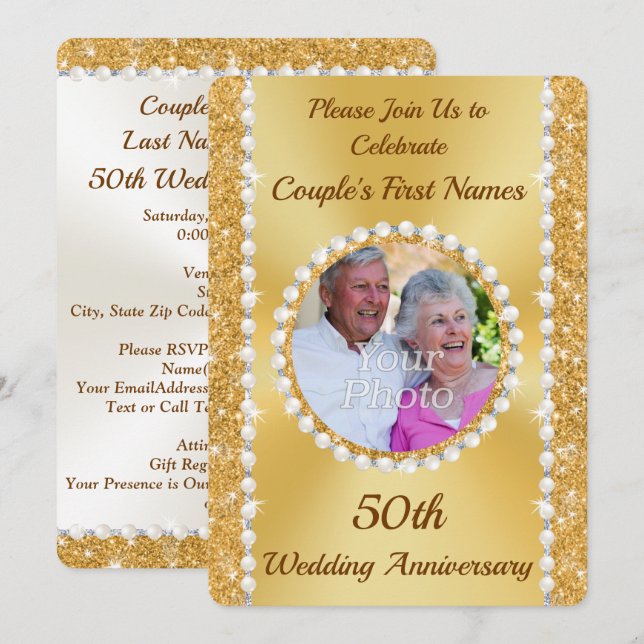 Invitaciones a la FOTO de 50 años personalizadas (Anverso / Reverso)