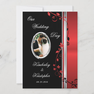 Invitaciones a la foto de Bodas florales negros y